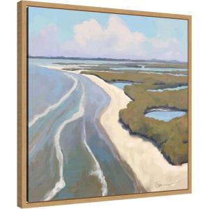 image:imageKate and Laurel coastal visions Framed Canvas Wall Art by Mary Sparrow 22 x 22 Sylvie Natural Coastal Beach Nature Landscapes Art for Wall Decor Living Room Bedroom