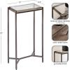 image:imageKate and Laurel Aguilar Modern Glam Slim Side Table 12 x 7 x 22 White Marble and Silver Decorative Narrow End Table for Use as Skinny Bedroom Nightstand or Living Room Mini TableClearPewter