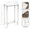 image:imageKate and Laurel Aguilar Modern Glam Slim Side Table 12 x 7 x 22 White Marble and Silver Decorative Narrow End Table for Use as Skinny Bedroom Nightstand or Living Room Mini TableSilverWhite