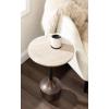 image:imageKate and Laurel Dumont Modern Round Metal and Marble Side Table 14 x 14 x 24 Morchana Marble and Bronze Transitional Circle End Table with Marble Top for Bedroom Nightstand or Living Room Accent
