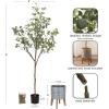 image:imageKate and Laurel Eudora Faux Eucalyptus Tree with Gavri Metal Planter Pot 65 FT White and Rustic Brown Potted Artificial Tree Indoor with Realistic Foliage and Moss Fake Plant for Living RoomPewterRustic Brown