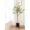 image:imageKate and Laurel Eudora Faux Eucalyptus Tree with Gavri Metal Planter Pot 65 FT White and Rustic Brown Potted Artificial Tree Indoor with Realistic Foliage and Moss Fake Plant for Living RoomBlackRustic Brown