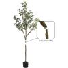 image:imageKate and Laurel Eudora Faux Eucalyptus Tree with Gavri Metal Planter Pot 65 FT White and Rustic Brown Potted Artificial Tree Indoor with Realistic Foliage and Moss Fake Plant for Living RoomPewterRustic Brown