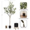 image:imageKate and Laurel Eudora Faux Eucalyptus Tree with Gavri Metal Planter Pot 65 FT White and Rustic Brown Potted Artificial Tree Indoor with Realistic Foliage and Moss Fake Plant for Living RoomBlackRustic Brown