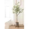 image:imageKate and Laurel Eudora Faux Eucalyptus Tree with Gavri Metal Planter Pot 65 FT White and Rustic Brown Potted Artificial Tree Indoor with Realistic Foliage and Moss Fake Plant for Living RoomPewterRustic Brown