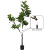 image:imageKate and Laurel Fidmont Faux Fiddle Fig Tree with Gavri Metal Planter Pot 65 FT White and Rustic Brown Potted Artificial Tree Indoor with Realistic Foliage and Added Moss Living Room Fake PlantPewterRustic Brown