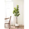 image:imageKate and Laurel Fidmont Faux Fiddle Fig Tree with Gavri Metal Planter Pot 65 FT White and Rustic Brown Potted Artificial Tree Indoor with Realistic Foliage and Added Moss Living Room Fake PlantWhiteRustic Brown