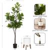 image:imageKate and Laurel Fidmont Faux Fiddle Fig Tree with Gavri Metal Planter Pot 65 FT White and Rustic Brown Potted Artificial Tree Indoor with Realistic Foliage and Added Moss Living Room Fake PlantWhiteRustic Brown