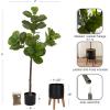 image:imageKate and Laurel Fidmont Faux Fiddle Fig Tree with Gavri Metal Planter Pot 65 FT White and Rustic Brown Potted Artificial Tree Indoor with Realistic Foliage and Added Moss Living Room Fake PlantBlackRustic Brown