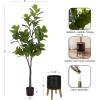image:imageKate and Laurel Fidmont Faux Fiddle Fig Tree with Gavri Metal Planter Pot 65 FT White and Rustic Brown Potted Artificial Tree Indoor with Realistic Foliage and Added Moss Living Room Fake PlantBlackRustic Brown
