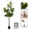 image:imageKate and Laurel Fidmont Faux Fiddle Fig Tree with Gavri Metal Planter Pot 65 FT White and Rustic Brown Potted Artificial Tree Indoor with Realistic Foliage and Added Moss Living Room Fake PlantPewterRustic Brown