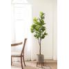 image:imageKate and Laurel Fidmont Faux Fiddle Fig Tree with Gavri Metal Planter Pot 65 FT White and Rustic Brown Potted Artificial Tree Indoor with Realistic Foliage and Added Moss Living Room Fake PlantPewterRustic Brown