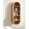 image:imageKate and Laurel Hutton Modern Tall Capsule Wall Shelf 13 x 33 Light Natural Slim Round Oval Wall Shelves for Above Toilet Bathroom Storage or Cute Nursery Shelving