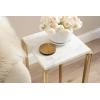 image:imageKate and Laurel Lemaire Modern Square Marble Drink Table 12 x 12 x 24 White Marble and Gold Natural Marble Martini Table for Use as Small Plant Stand or Mini Nightstand