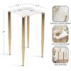 image:imageKate and Laurel Lemaire Modern Square Marble Drink Table 12 x 12 x 24 White Marble and Gold Natural Marble Martini Table for Use as Small Plant Stand or Mini Nightstand
