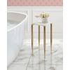 image:imageKate and Laurel Lemaire Modern Square Marble Drink Table 12 x 12 x 24 White Marble and Gold Natural Marble Martini Table for Use as Small Plant Stand or Mini Nightstand