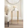 image:imageKate and Laurel Lemaire Modern Square Marble Drink Table 12 x 12 x 24 White Marble and Gold Natural Marble Martini Table for Use as Small Plant Stand or Mini Nightstand