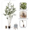 image:imageKate and Laurel Oliveira Faux Olive Tree with Gavri Metal Planter Pot 55 FT White and Rustic Brown Potted Artificial Olive Plant Tree with Realistic Foliage and Moss Fake Plant Living Room DecorPewterRustic Brown