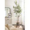 image:imageKate and Laurel Oliveira Faux Olive Tree with Gavri Metal Planter Pot 55 FT White and Rustic Brown Potted Artificial Olive Plant Tree with Realistic Foliage and Moss Fake Plant Living Room DecorPewterRustic Brown