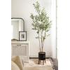 image:imageKate and Laurel Oliveira Faux Olive Tree with Gavri Metal Planter Pot 55 FT White and Rustic Brown Potted Artificial Olive Plant Tree with Realistic Foliage and Moss Fake Plant Living Room DecorBlackRustic Brown