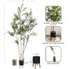 image:imageKate and Laurel Oliveira Faux Olive Tree with Gavri Metal Planter Pot 55 FT White and Rustic Brown Potted Artificial Olive Plant Tree with Realistic Foliage and Moss Fake Plant Living Room DecorBlackRustic Brown