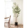 image:imageKate and Laurel Oliveira Faux Olive Tree with Gavri Metal Planter Pot 55 FT White and Rustic Brown Potted Artificial Olive Plant Tree with Realistic Foliage and Moss Fake Plant Living Room DecorBlackRustic Brown