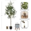 image:imageKate and Laurel Oliveira Faux Olive Tree with Gavri Metal Planter Pot 55 FT White and Rustic Brown Potted Artificial Olive Plant Tree with Realistic Foliage and Moss Fake Plant Living Room DecorPewterRustic Brown