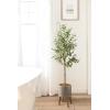 image:imageKate and Laurel Oliveira Faux Olive Tree with Gavri Metal Planter Pot 55 FT White and Rustic Brown Potted Artificial Olive Plant Tree with Realistic Foliage and Moss Fake Plant Living Room DecorPewterRustic Brown