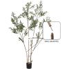 image:imageKate and Laurel Oliveira Faux Olive Tree with Gavri Metal Planter Pot 55 FT White and Rustic Brown Potted Artificial Olive Plant Tree with Realistic Foliage and Moss Fake Plant Living Room DecorBlackRustic Brown