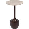 image:imageKate and Laurel Dumont Modern Round Metal and Marble Side Table 14 x 14 x 24 Morchana Marble and Bronze Transitional Circle End Table with Marble Top for Bedroom Nightstand or Living Room Accent