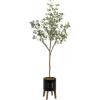 image:imageKate and Laurel Eudora Faux Eucalyptus Tree with Gavri Metal Planter Pot 65 FT White and Rustic Brown Potted Artificial Tree Indoor with Realistic Foliage and Moss Fake Plant for Living RoomBlackRustic Brown