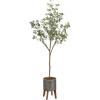 image:imageKate and Laurel Eudora Faux Eucalyptus Tree with Gavri Metal Planter Pot 65 FT White and Rustic Brown Potted Artificial Tree Indoor with Realistic Foliage and Moss Fake Plant for Living RoomPewterRustic Brown