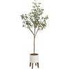 image:imageKate and Laurel Eudora Faux Eucalyptus Tree with Gavri Metal Planter Pot 65 FT White and Rustic Brown Potted Artificial Tree Indoor with Realistic Foliage and Moss Fake Plant for Living RoomWhiteRustic Brown