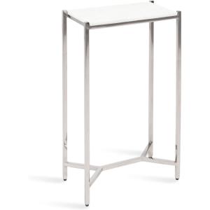 image:imageKate and Laurel Aguilar Modern Glam Slim Side Table 12 x 7 x 22 White Marble and Silver Decorative Narrow End Table for Use as Skinny Bedroom Nightstand or Living Room Mini TableSilverWhite