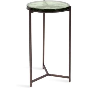 image:imageKate and Laurel Aguilar Modern Round Side Table 13 x 13 x 24 Green Glass and Bronze Circle Textured Glass End Table for Use as Living Room Accent Table or Unique Bedroom NightstandGreenBronze