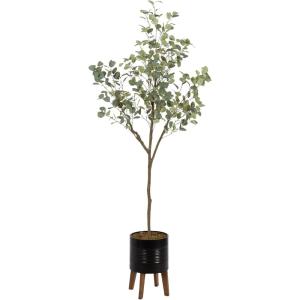 image:imageKate and Laurel Eudora Faux Eucalyptus Tree with Gavri Metal Planter Pot 65 FT White and Rustic Brown Potted Artificial Tree Indoor with Realistic Foliage and Moss Fake Plant for Living RoomBlackRustic Brown