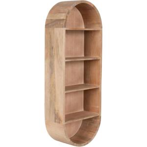 image:imageKate and Laurel Hutton Modern Tall Capsule Wall Shelf 13 x 33 Light Natural Slim Round Oval Wall Shelves for Above Toilet Bathroom Storage or Cute Nursery Shelving
