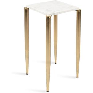 image:imageKate and Laurel Lemaire Modern Square Marble Drink Table 12 x 12 x 24 White Marble and Gold Natural Marble Martini Table for Use as Small Plant Stand or Mini Nightstand