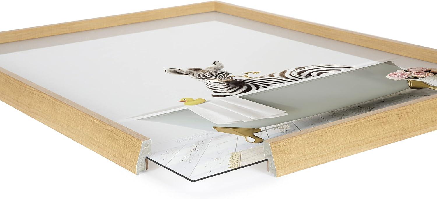 image:imageKate and Laurel Blake Zebra Cottage Bathroom Framed Printed Glass Wall Art by Amy Peterson Art Studio 18x24 Natural Decorative Zoo Animal Art for Wall