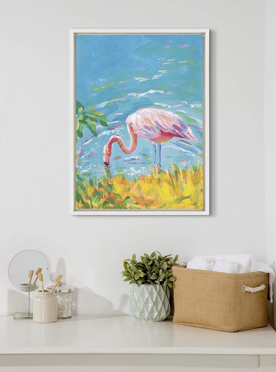 image:imageKate and Laurel Sylvie Summer Sip Framed Canvas Wall Art by Rachel Christopoulos 18x24 White Decorative Watercolor Art for Wall
