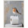 image:imageKate and Laurel Bird Standing on Toilet Paper Roll Toilet Bathroom Art Framed Canvas Wall Art by The Creative Bunch Studio 18 x 24 Sylvie Beaded White Modern Animals Bathroom Art for Wall Decor