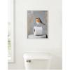 image:imageKate and Laurel Bird Standing on Toilet Paper Roll Toilet Bathroom Art Framed Canvas Wall Art by The Creative Bunch Studio 18 x 24 Sylvie Beaded White Modern Animals Bathroom Art for Wall Decor