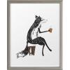 image:imageKate and Laurel Blake Fox Orange Coffee Cup Framed Printed Glass Wall Art by Viola Kreczmer 16x20 Gray Modern Animal Art for Wall