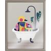image:imageKate and Laurel Blake Mid Century Modern Duckie in The Tub Framed Printed Glass Wall Art by Rachel Lee of My Dream Wall 16x20 Graywash Adorable Animal Art for Wall