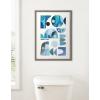 image:imageKate and Laurel Blake Mid Century Modern Fish Blue Framed Printed Glass Wall Art by Rachel Lee of My Dream Wall 18x24 Gray Colorful Abstract Coastal Wall Dcor