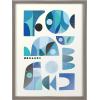 image:imageKate and Laurel Blake Mid Century Modern Fish Blue Framed Printed Glass Wall Art by Rachel Lee of My Dream Wall 18x24 Gray Colorful Abstract Coastal Wall Dcor