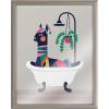 image:imageKate and Laurel Blake Mid Century Modern Llama in The Tub Framed Printed Glass Wall Art by Rachel Lee of My Dream Wall 16x20 Gray Adorable Llama Art for Wall