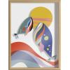 image:imageKate and Laurel Blake Modern Colorful Whales Framed Printed Glass Wall Art by Rachel Lee of My Dream Wall 18x24 Natural Decorative Nautical Themed Art Print for Wall