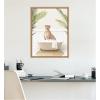 image:imageKate and Laurel Cheetah in Palms Bath Framed Canvas Wall Art by Amy Peterson 18 x 24 Sylvie Natural Whimsical Animals Tropical Bathroom Art for Wall Decor Living Room Bedroom
