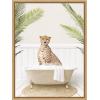 image:imageKate and Laurel Cheetah in Palms Bath Framed Canvas Wall Art by Amy Peterson 18 x 24 Sylvie Natural Whimsical Animals Tropical Bathroom Art for Wall Decor Living Room Bedroom